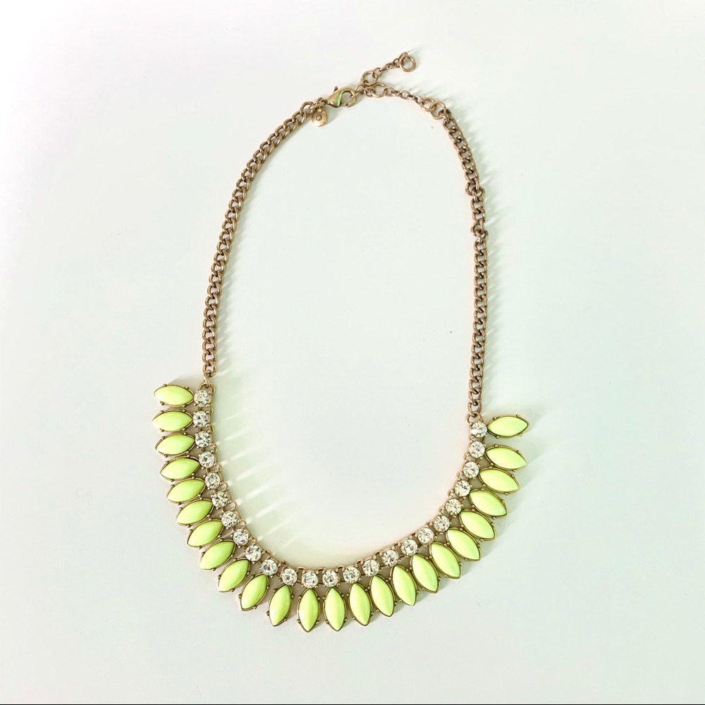 J.Crew bauble lime green crystal necklace